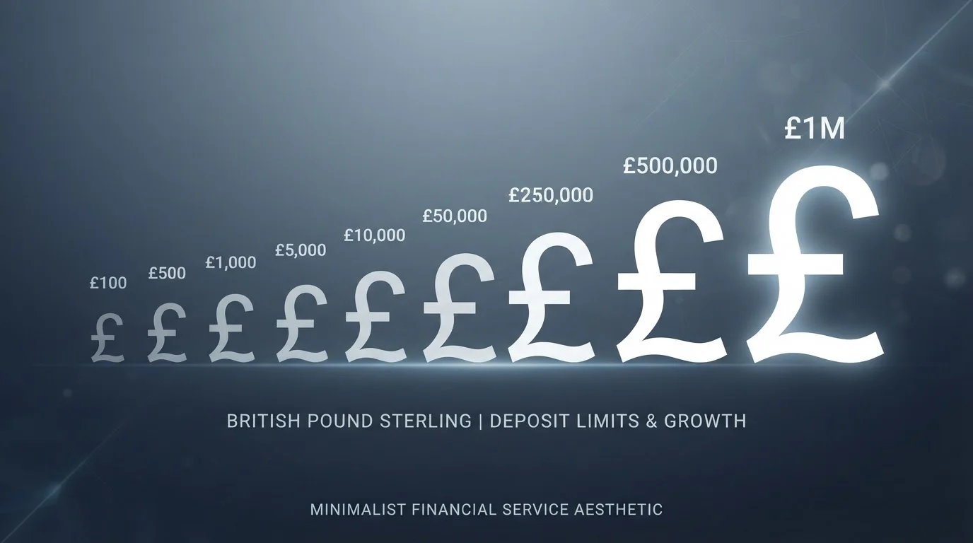 UK pound symbols with deposit limit amounts ranging from £1 to £100,000