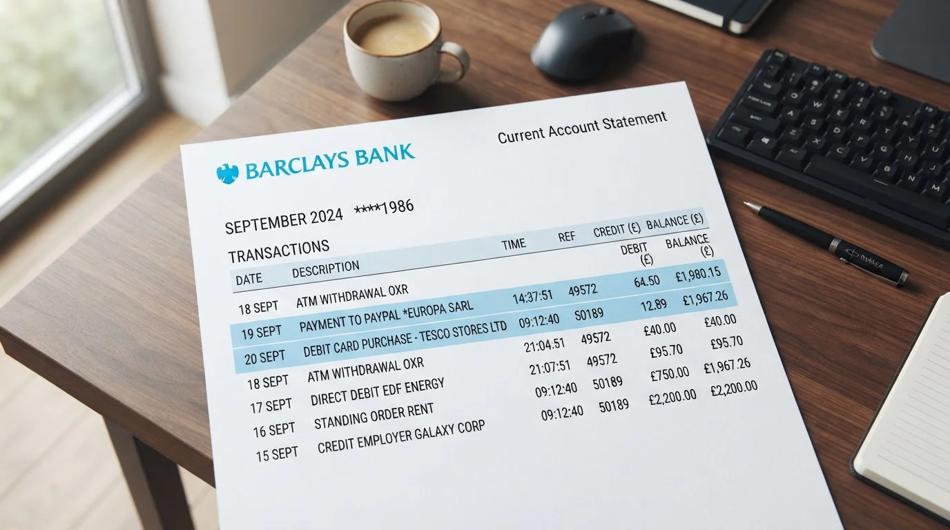 Bank statement showing casino withdrawal processing times for different payment methods