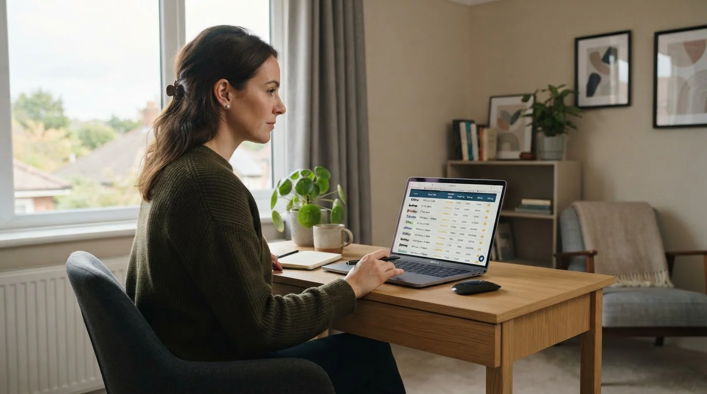 Player at laptop reviewing casino bonus terms and calculations