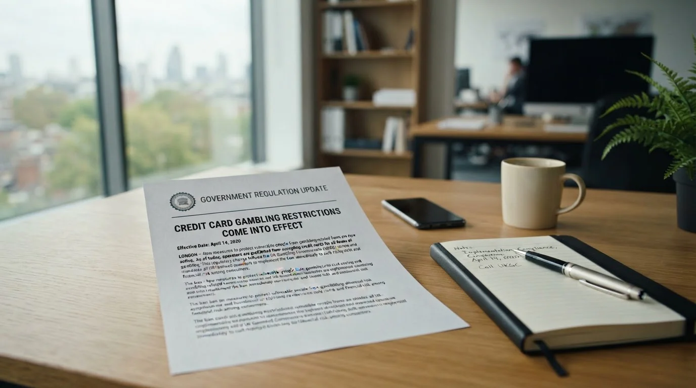 Document showing April 2020 credit card ban announcement from UK regulator