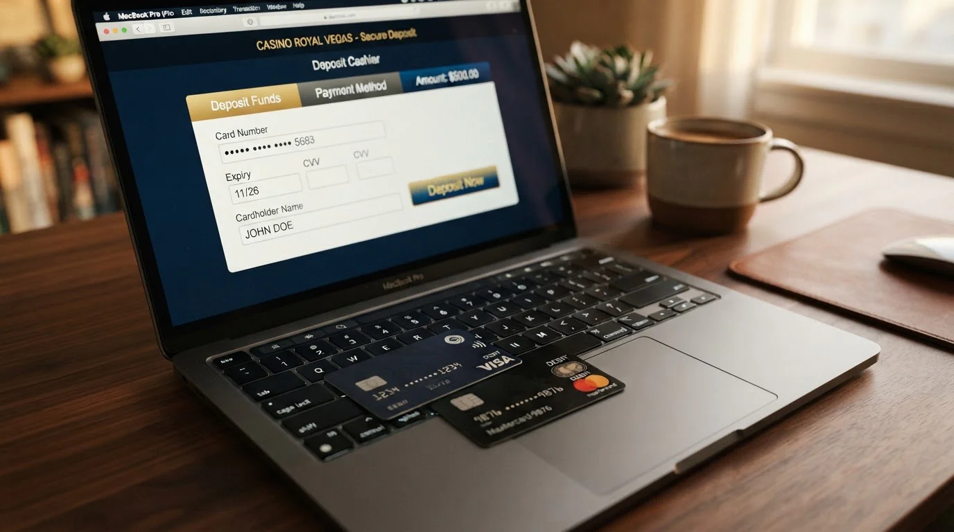 Visa and Mastercard debit cards on casino cashier interface
