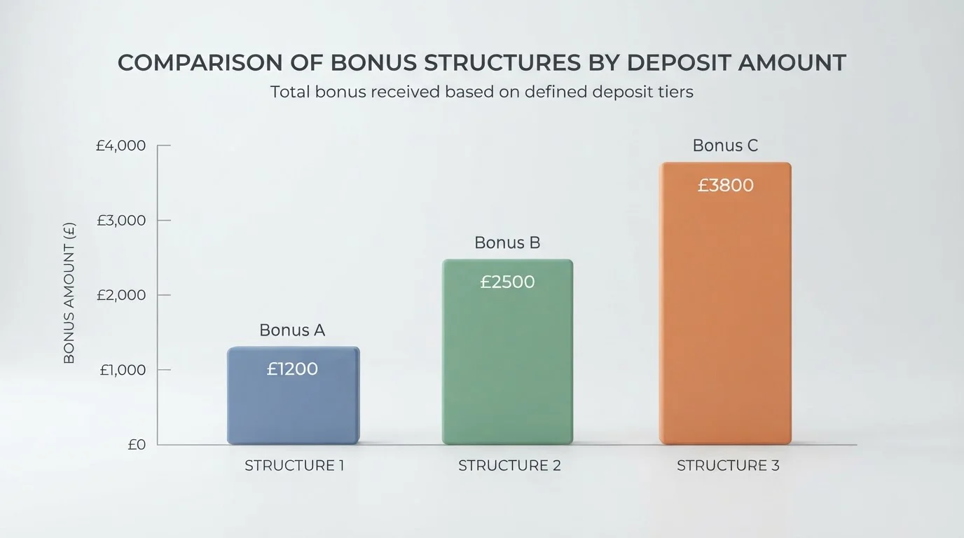 Comparison chart showing deposit bonus value across structures