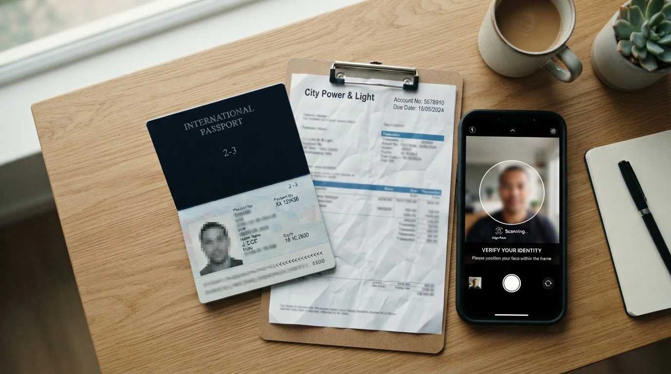 Identity verification documents including passport and utility bill