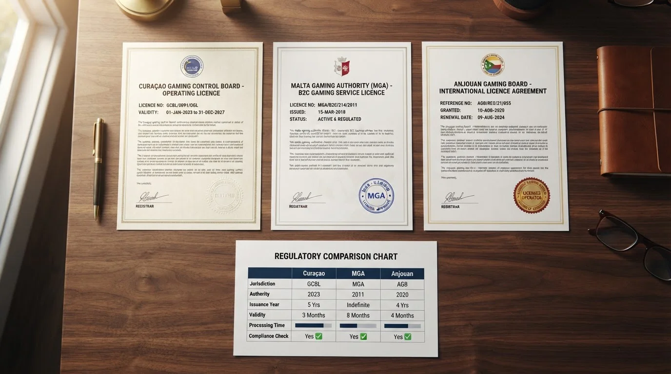 Comparison table showing offshore casino licensing and withdrawal speeds