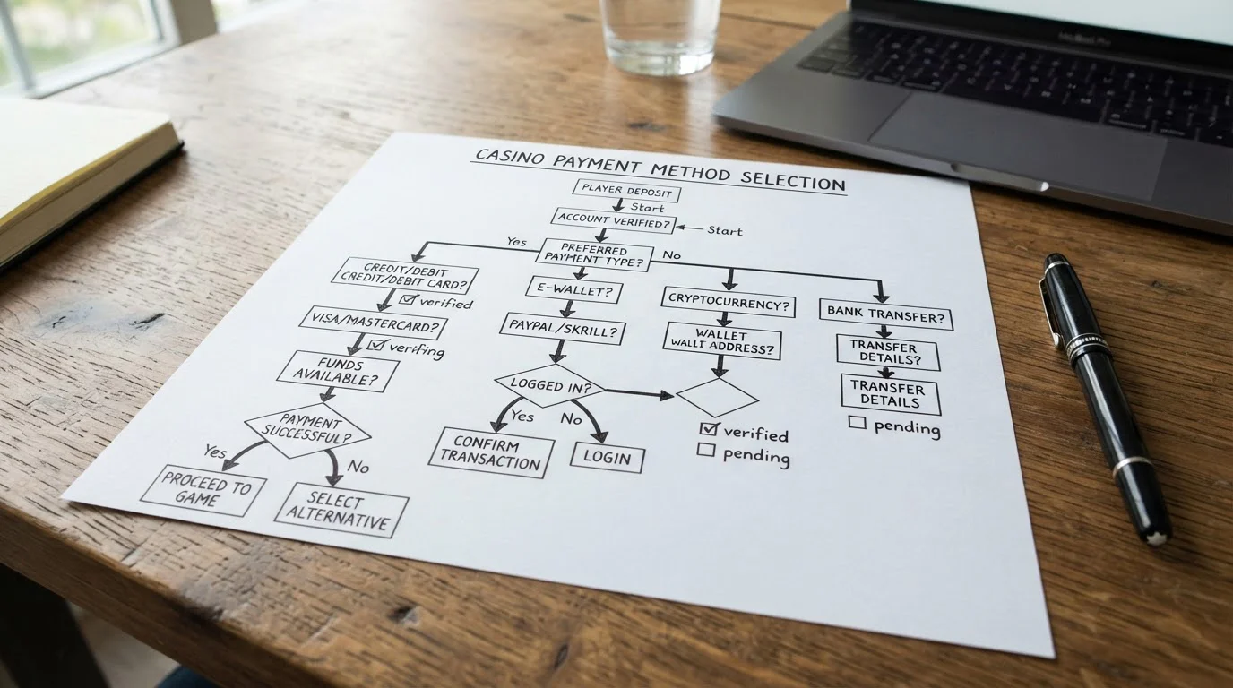 Decision tree flowchart for casino payment method selection