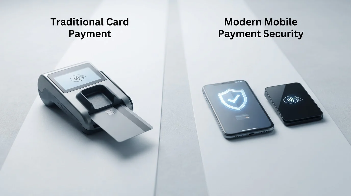 Side-by-side comparison showing Open Banking versus debit card security models