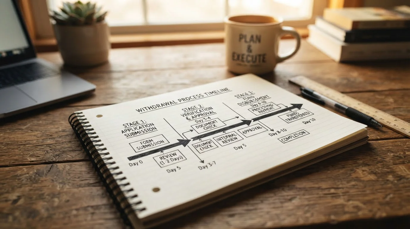 Casino withdrawal timeline showing processing stages and PayPal transfer