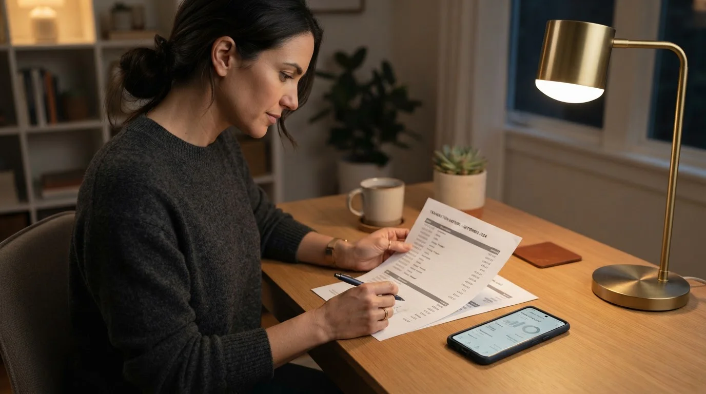 Person reviewing gambling transaction history and setting deposit limits