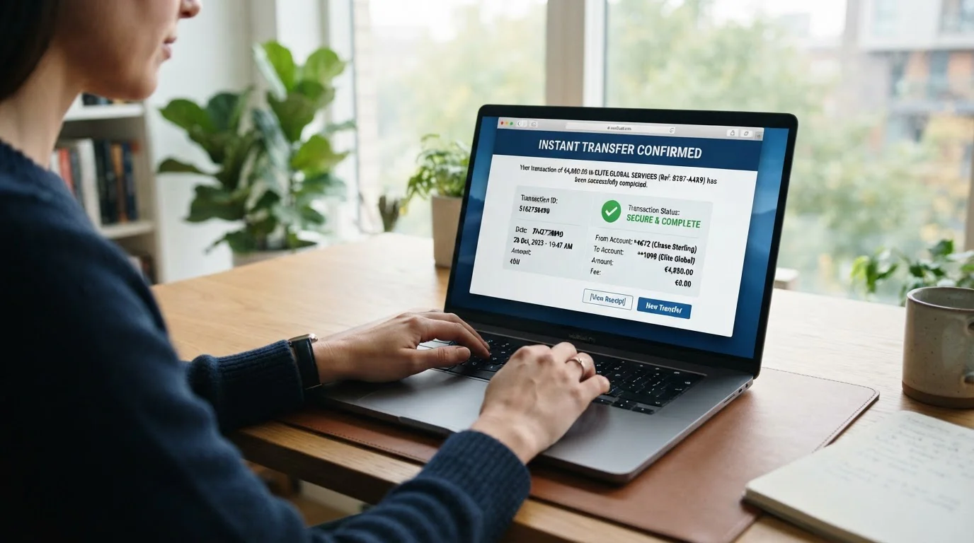 Secure bank authentication screen with instant casino transfer interface showing fast processing