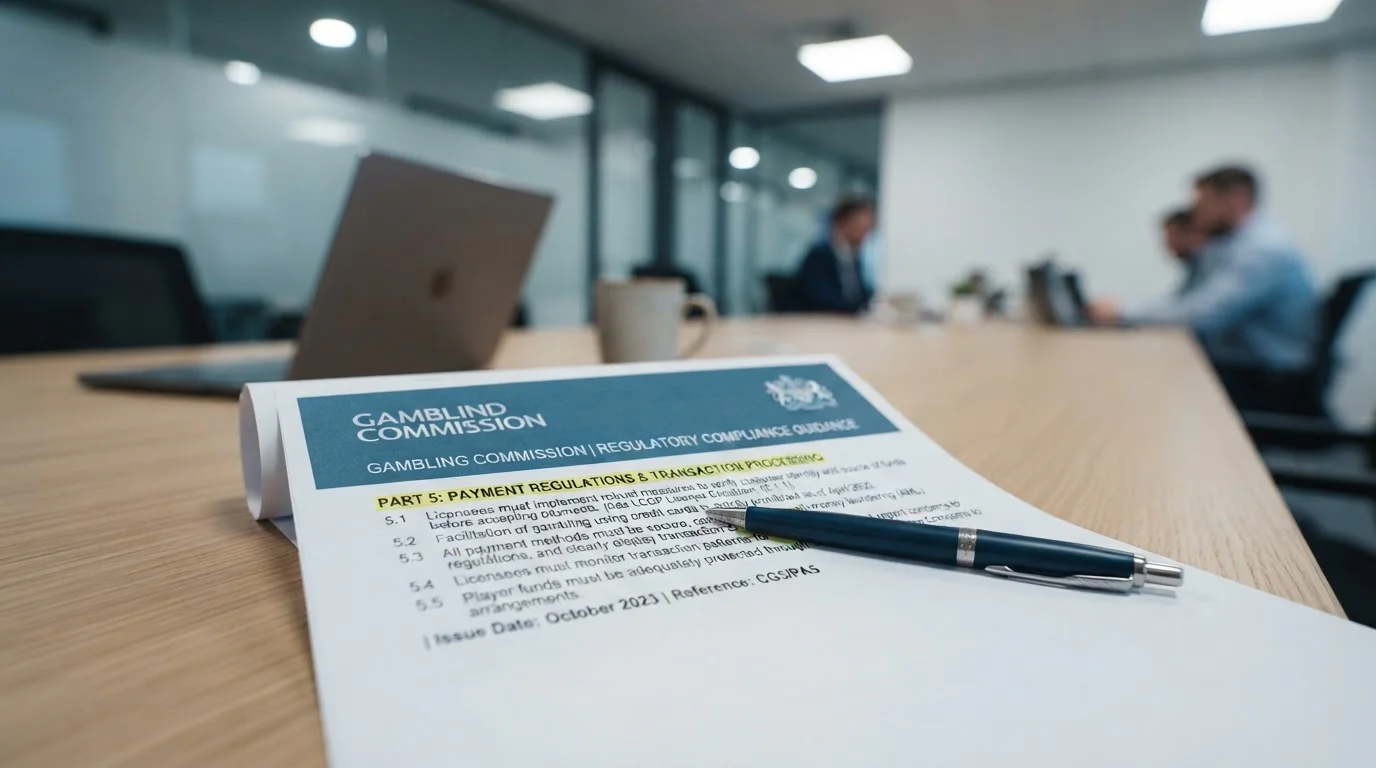 UK Gambling Commission official document with payment regulations highlighted