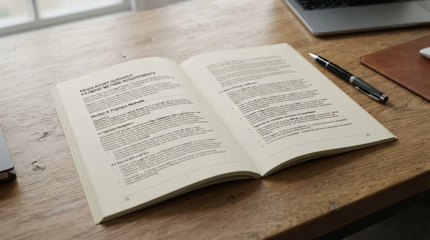 UK Gambling Commission licence document with regulatory text on desk