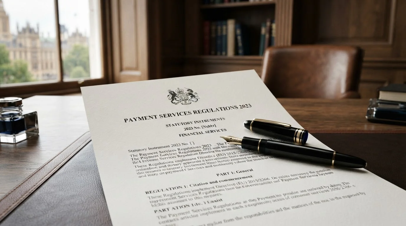 UK regulatory document with government crest showing Payment Services Regulations