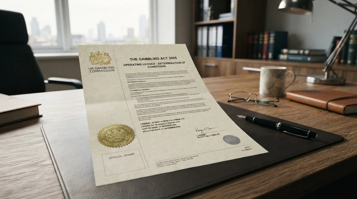 Official UKGC licensing document on professional desk