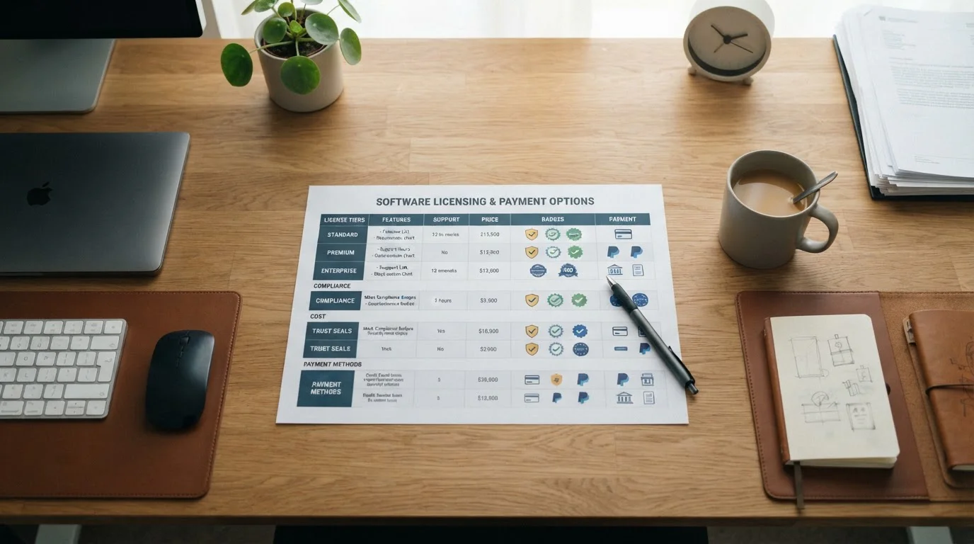 Comparison chart showing UK casino licensing badges and payment method icons