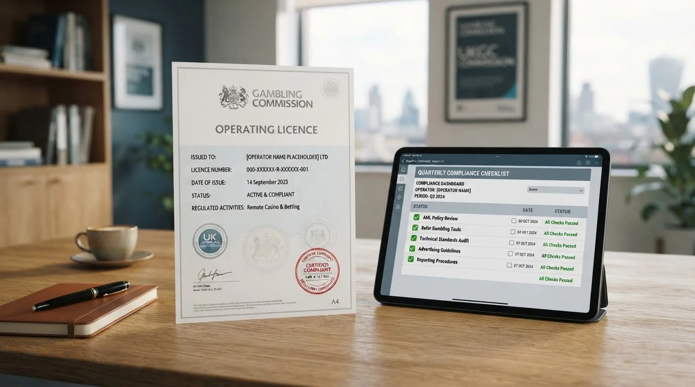 UKGC licence badge and UK Gambling Commission regulatory documentation