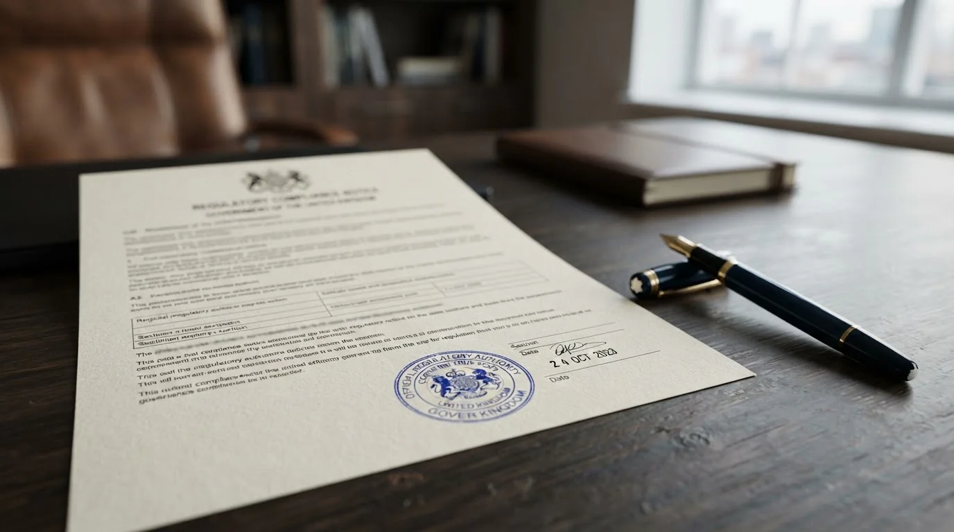 UKGC licence certificate document with official stamp and regulatory text
